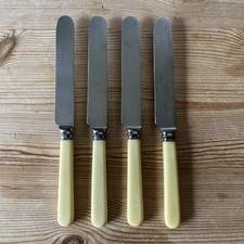 Vintage 4 x Stainless Steel, Faux Bone Handle Knives - Elkington & Co. 