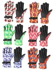 6 Pairs Kids Winter Gloves Waterproof Ski Gloves Boys 6-10year Red Camouflage