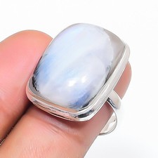 Rainbow Moonstone Gemstone Adjustable Ring Handmade Antique Gift Jewelry FR 1338