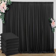 30ft x 10ft Wrinkle Free Black Backdrop Curtain - 6 Panels Polyester Drapes