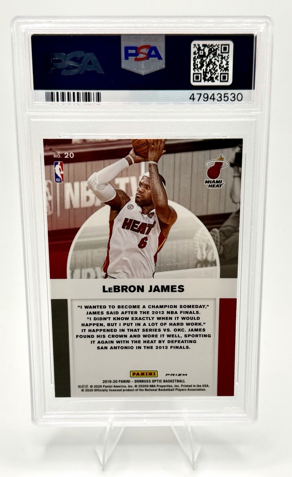 2019 Panini Donruss Optic Winner Stays LeBron James #20 Holo PSA 8 view 2