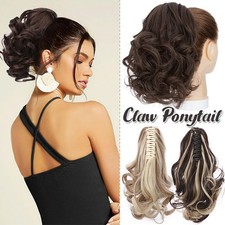 12"-30" Claw Ponytail Soft Thick as Human Wavy Hairpiece Clip In Hair Extensions