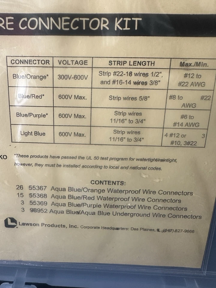 DRYCONN WATERPROOF WIRE CONNECTORS CORROSION RESISTANT 47 Piece Assortment - Image 3 of 4