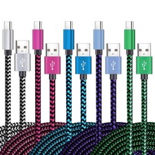 Teeind USB Type C Cable Fast 6 feet, black/blue/magenta/green/purple