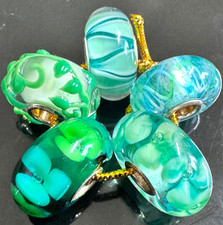 Set of 5 Trollbeads Green Turquoise Blue Kit