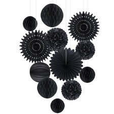 Deko schwarz Papier Pompom,Schwarz Geburtstagsdeko,Rip 20s Deko,krimidinner D...