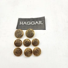 HAGGAR Replacement Buttons 8 vintage bronze tone 2part metal Fair Used Aged Cond
