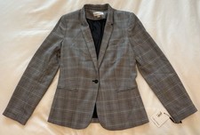 Calvin Klein NWT Women  s Size 10 Gray Plaid Blazer One Button Career Jacket