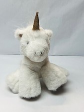 FAO Schwarz Unicorn Plush 8" White Gold Glitter Stuffed Animal Toy Soft BIN 15
