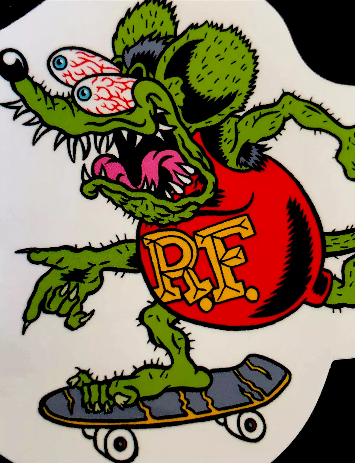 RAT FINK STICKER 4&ldquo; X 3 1/4&ldquo; &ldquo;SKATEBOARD BLUES&rdquo; UV GLOSSY  U GOT TO HAVE THIS!!!