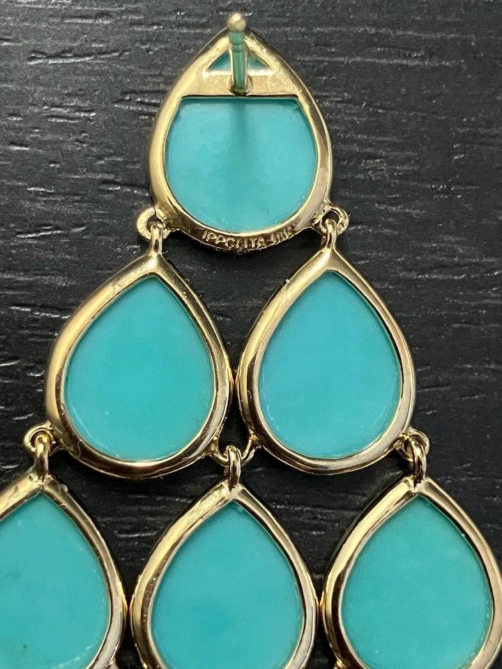 Pendientes Ippolita Turquesa Cascada Oro Amarillo 18K Nuevos Con Etiquetas Foto 2 de 4