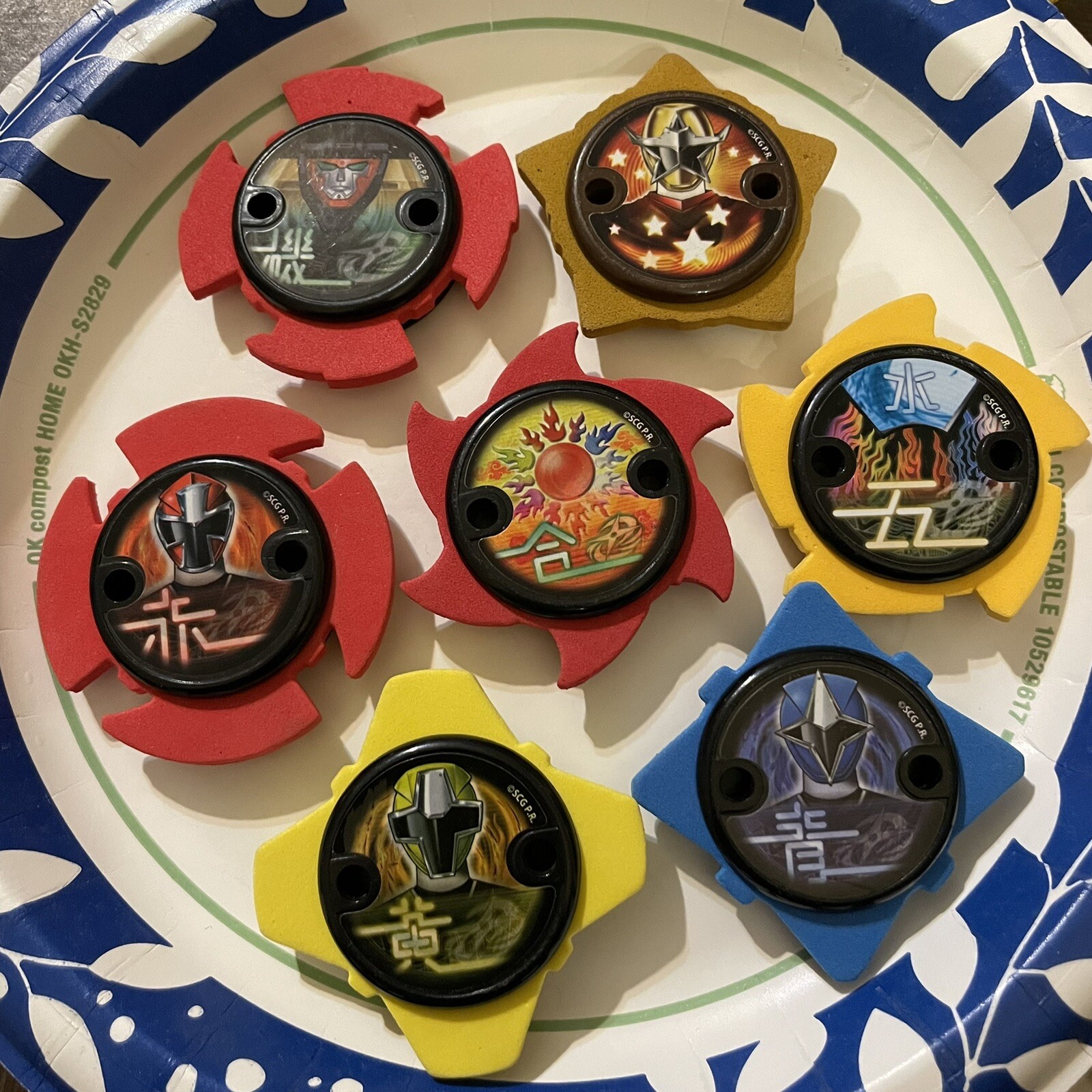 Lot Of 7 Power Rangers Ninja Steel Ninja Battle Set Foam Star Discs ...