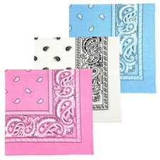 3 PCS Extra Large Bandanas 27” x 27” 100% Cotton for Men & Women Paisley Hand...