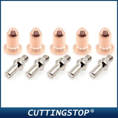 10-Piece Plasma Torch Tips & Electrodes Set (KP2842-1 + KP2842-2) For Lincoln 375 LC25 Plasma Cutter