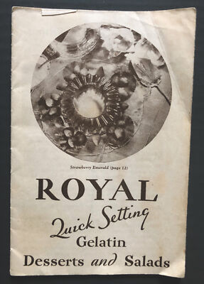 Vintage Menus Recipes for ROYAL GELATIN quick setting Dessert  Salads Cooking