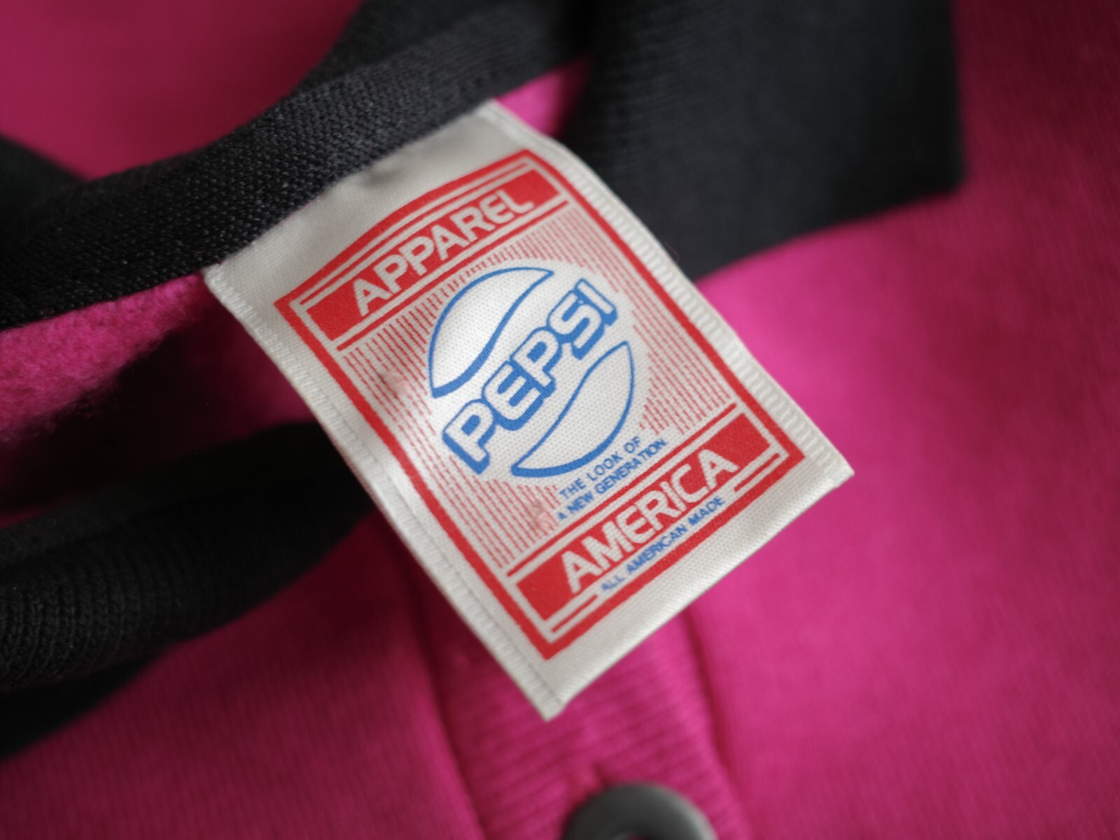 Vintage 80s Pepsi Rugby Polo Sweatshirt Color Block Pink Size Men's Medium EUC image 3