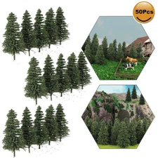 50pcs Model Pine Trees 5cm 1:160 Green Pines for N Scale Model Railroad Layout