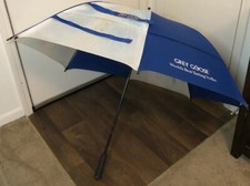 Vintage 2005 Blue Grey Goose 38  Rain Umbrella Handle Black Huge Cover RARE Logo