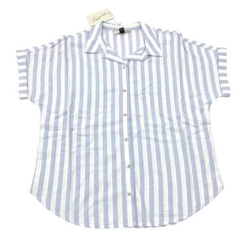 Universal Thread Womens Size S Dolman Short Sleeve Button Down Shirt Blue Stripe - 第 1/7 張圖片