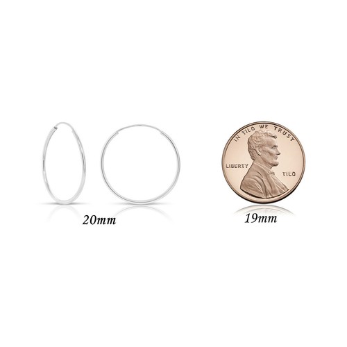 925 Sterling Silver Skinny Small Round Endless Hoop Earrings Wholesale Lots 20mm - Picture 2 of 5