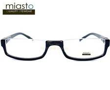 MIASTO TOP RIMLESS RECTANGLE HALF READER READING GLASSES 2.75 BLACK LARGE FLEX
