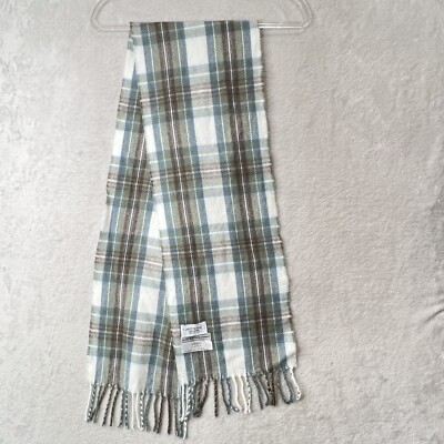 James Pringle Weavers Scarf Muted Blue Dress Stewart Tartan Plaid Acrylic  Fringe | eBay