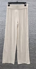 New Barefoot Dreams Cozy Chic Wide Leg Detail Hem Pant Beige Size Small