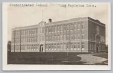 Mapleton Iowa~Consolidated School Building~Quoins Main DoorTop~1930s RPPC