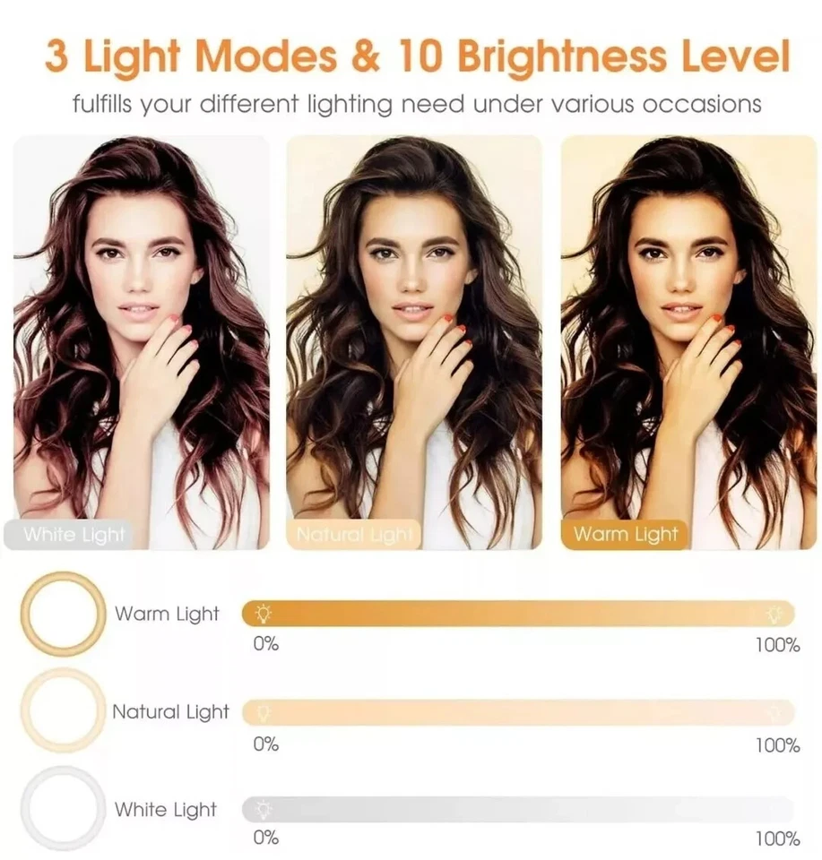10 inch LED Ring Lights With Tripod Stand & Phone Holder for Selfie Makeup UK - Image 3 of 4