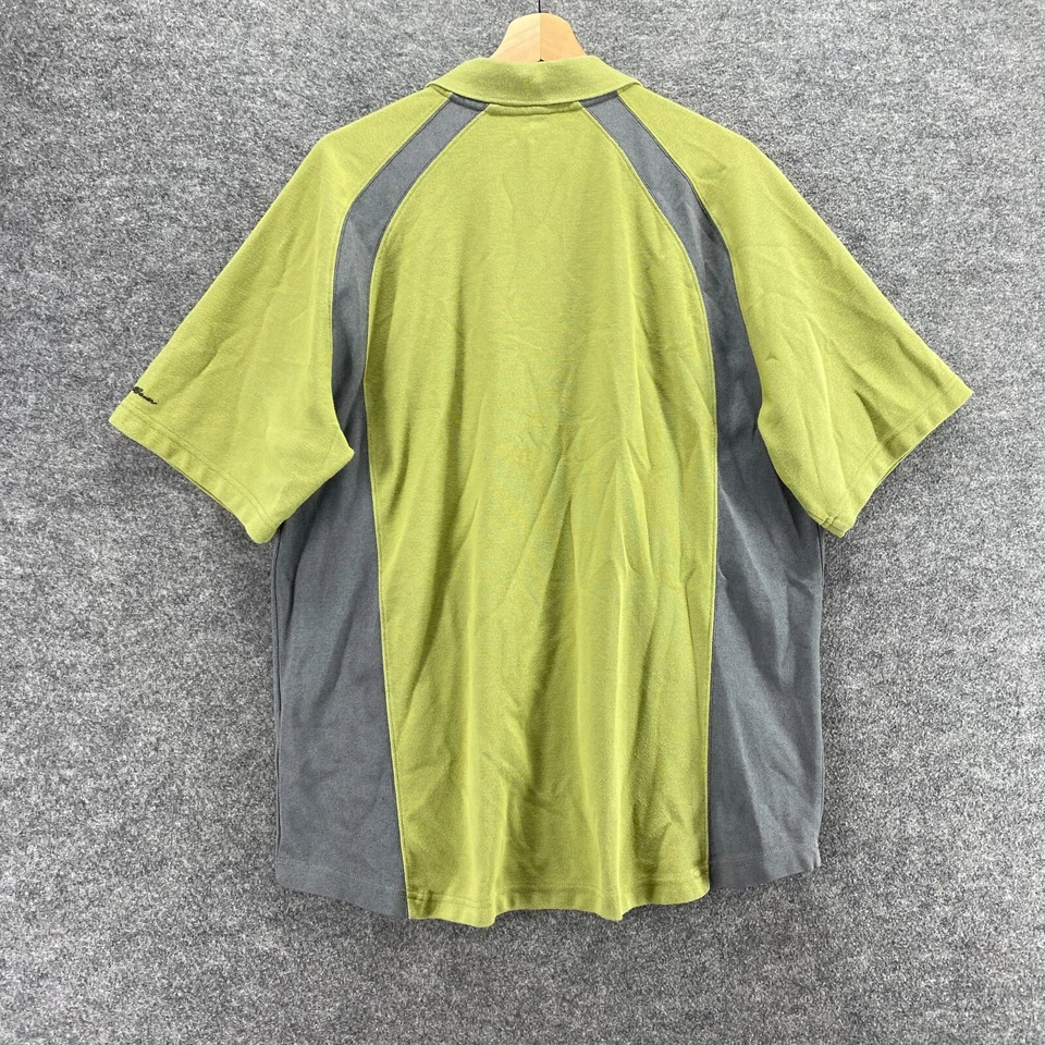 Camisa Eddie Bauer Hombre L Grande Verde Cremallera Cuello Manga Corta Algodón Regular Foto 2 de 4