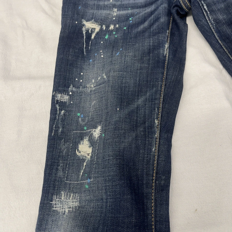DSQUARED2 Pat Jean slim fit Button Fly Italy Low Rise Distressed Sz W30 L27 - Image 4 of 4