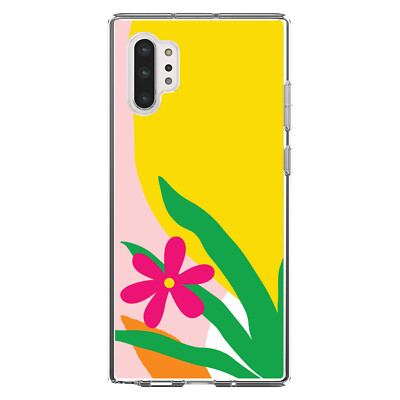 Clear Case for Galaxy Note  Bold Flower Pink Green Yellow