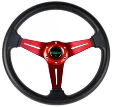 RASTP Universal Racing Steering Wheel 13.8”/350mm 6 Bolts Vinyl Leather -Red