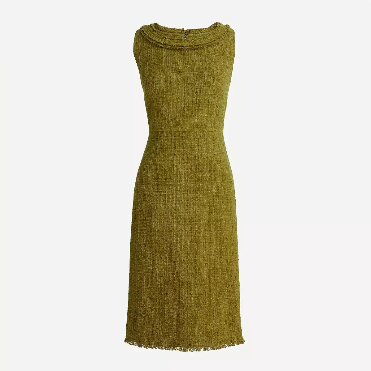 J.CREW Sheath dress in textured fringe tweed Olive Size 0 Item