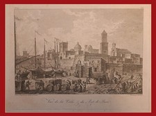 Antica acquaforte '700 Vista della città di Bari e porto