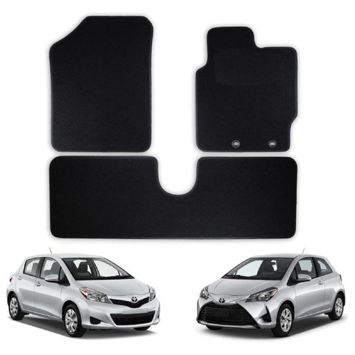 Car Mats For Toyota Yaris (1120) Tailored Fit Black Carpet Floor Set 3
