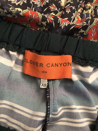 Clover Canyon Pants XS Chiffon Cropped Draw String Super Light-weight Geometric - Picture 3 of 3