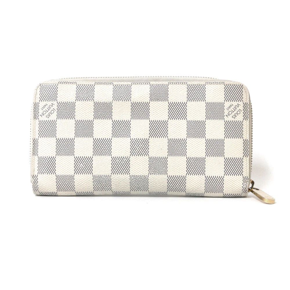 LOUIS VUITTON Damier Azur Zippy Wallet White