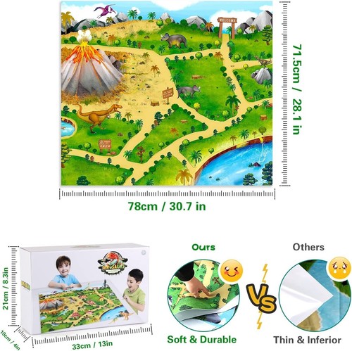 BeeBee Dino Toy Set w/ Play Mat. Realistic Figures for 3-6yr Kids. Perfect Party - Picture 4 of 5