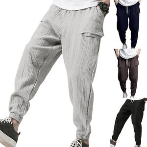 Men-039-s-Casual-Pleated-Drawstring-Pants-Solid-Elasticated-Waist-Pockets-Trousers