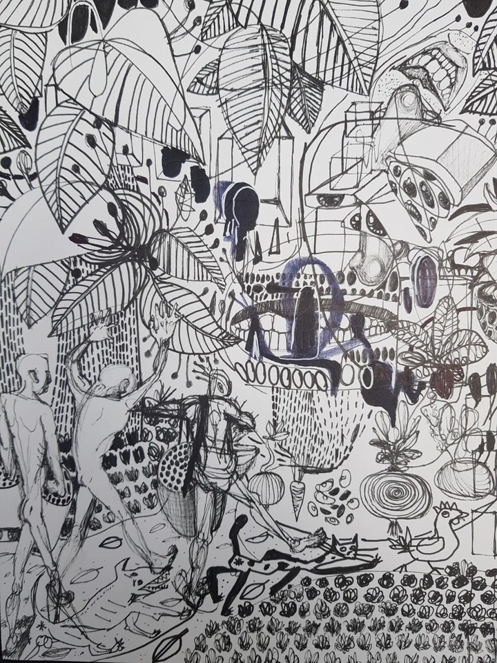 Gerardo GOMEZ El Salvador encre sur papier ink on paper contreseing 23/30.5 cm - Photo 1/1