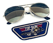 TOP GUN MAVERICK FIGHTER PILOT PATCH and KIDS SILVER AVIATOR SUNGLASSES