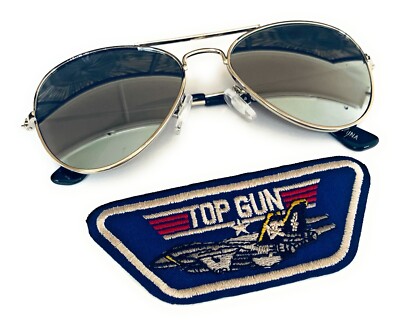 TOP GUN KIDS PILOT AVIATORS SUNGLASSES and PATCH