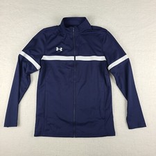 Under Armour Sweater Mens Small Navy Blue White Full Zip Performance Pull Over
