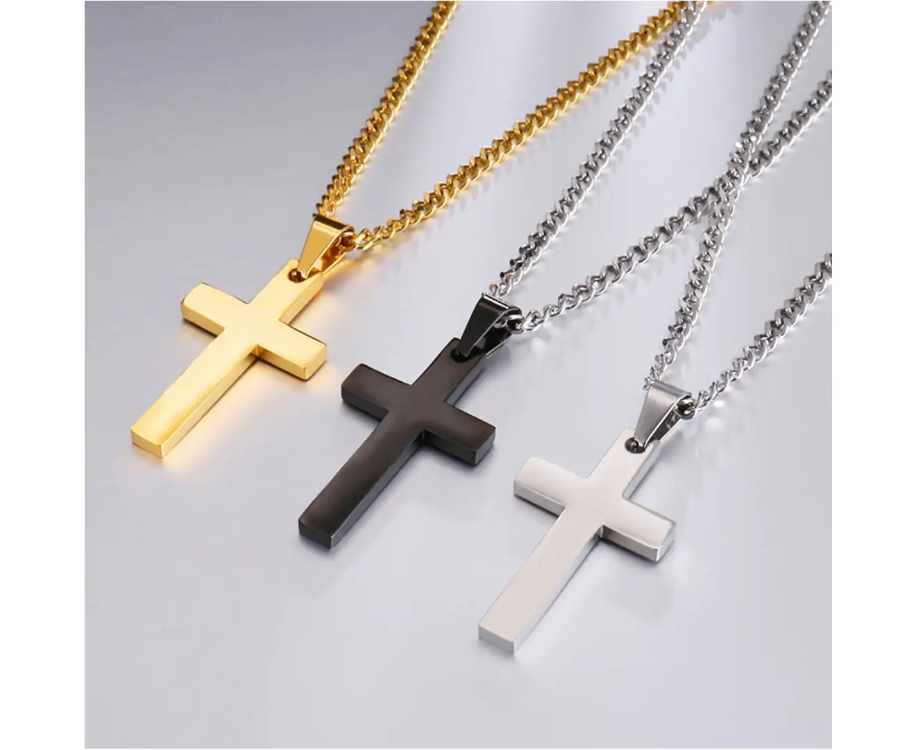 Fashion Men Simple Cross Pendant Alloy Necklace Chain Jewelry Christmas