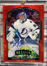 2020-21 UPPER DECK ALLURE ANDREI VASILEVSKIY, #11, AUTO, RED RAINBOW, BOLTS D