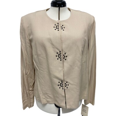 Vintage D.J. Summers Women's blazer Long Sleeve Button Front Beige Size 18