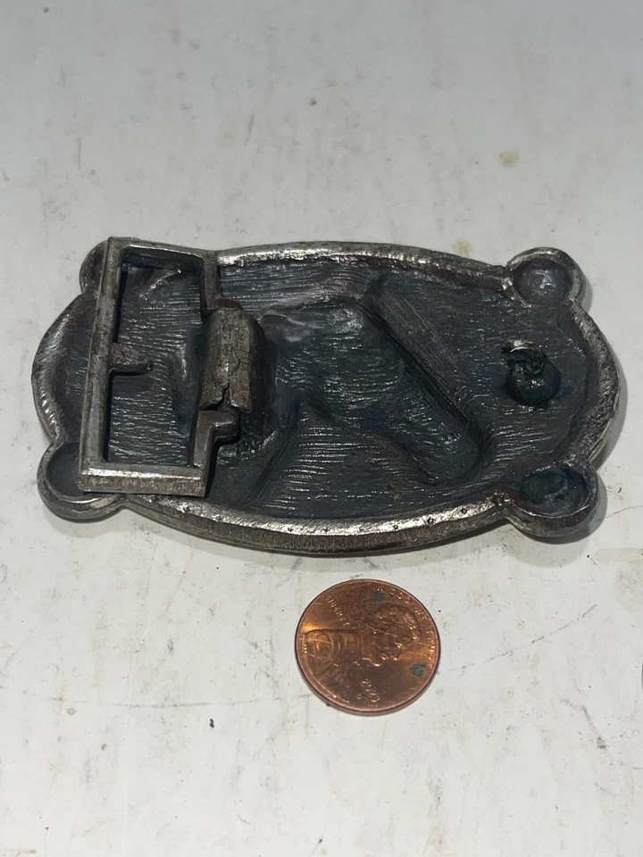 ВИНТАЖНАЯ ЗАПАДНАЯ СЕРЕБРЯНАЯ ПРЯЖКА С ЗАВИТКАМИ С КОНСКОЙ ГОЛОВОЙ - Изображение 2 из 2