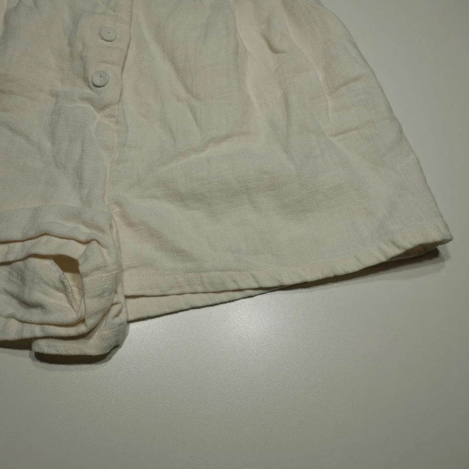 Pantalones Cortos Love Culture Talla Grande Blanco Lino Botón Mosca Cintura Alta Vacaciones de Verano Foto 3 de 4