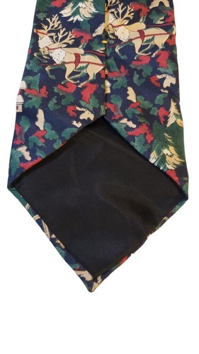 Pure Silk By Wembley Vintage Christmas Holiday Neck Tie Santa Reindeer USA - Picture 7 of 13